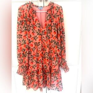 Draper James salmon/peaches flowy Floral Dress. Size Medium. Like new!! Lined.